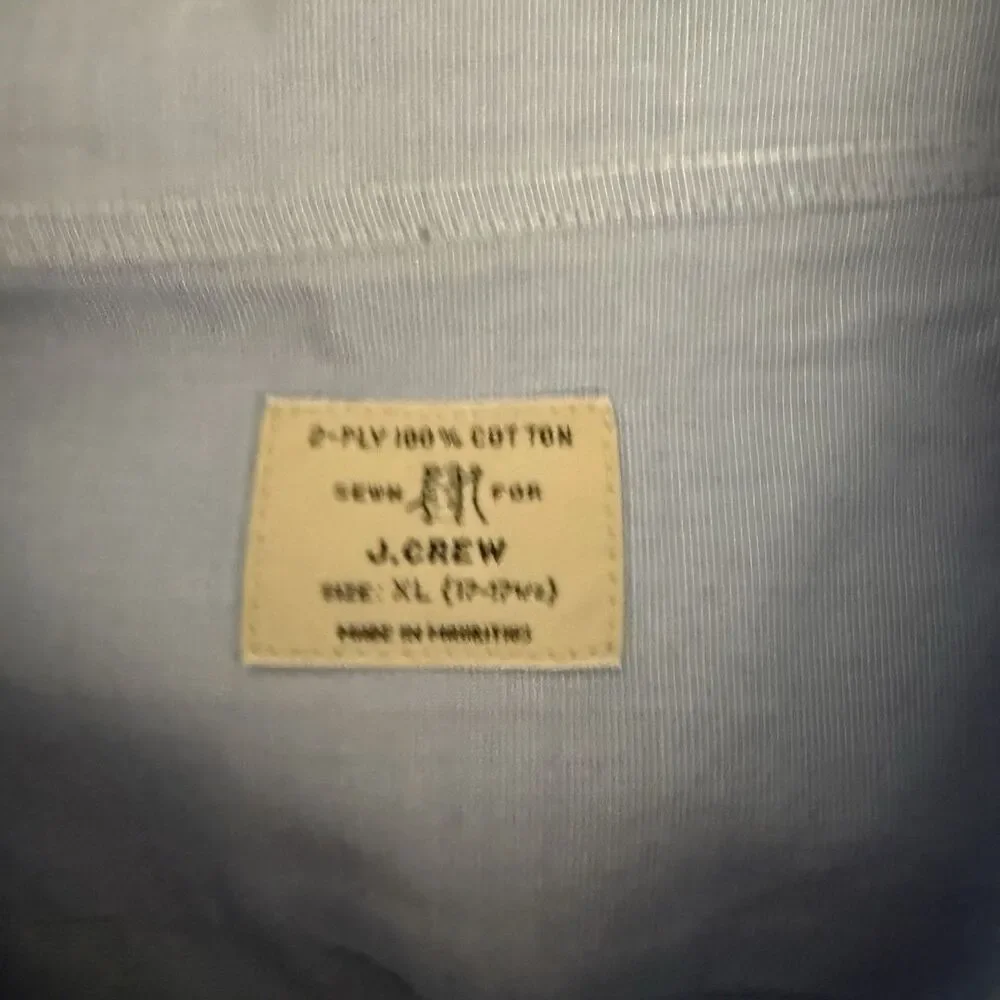 J.Crew Woven 2ply Cotton Oxford Blue Long Sleeve Button Down Shirt Top Sz XL